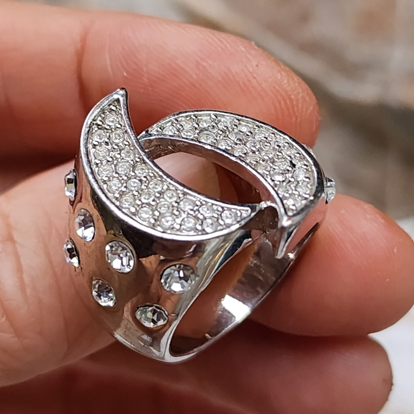 Macy's Jewelry - Statement Silver Ring White Crystals Macy's 2 Moon Cocktail Ring